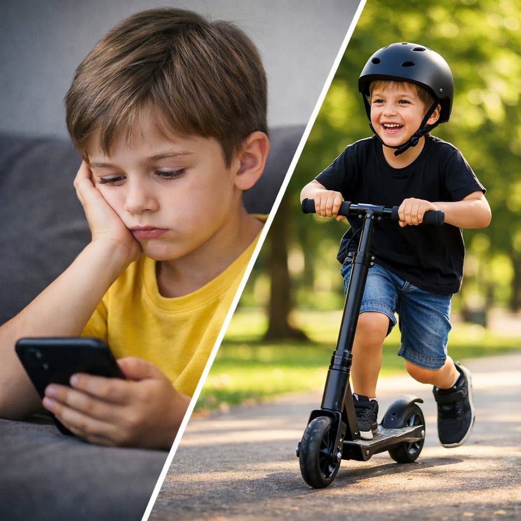 TurboRider Mini Patinete Infantil Dobrável Rodas Grandes Seguro Resistente Criança Preto Patinete Kids Estável Diversão