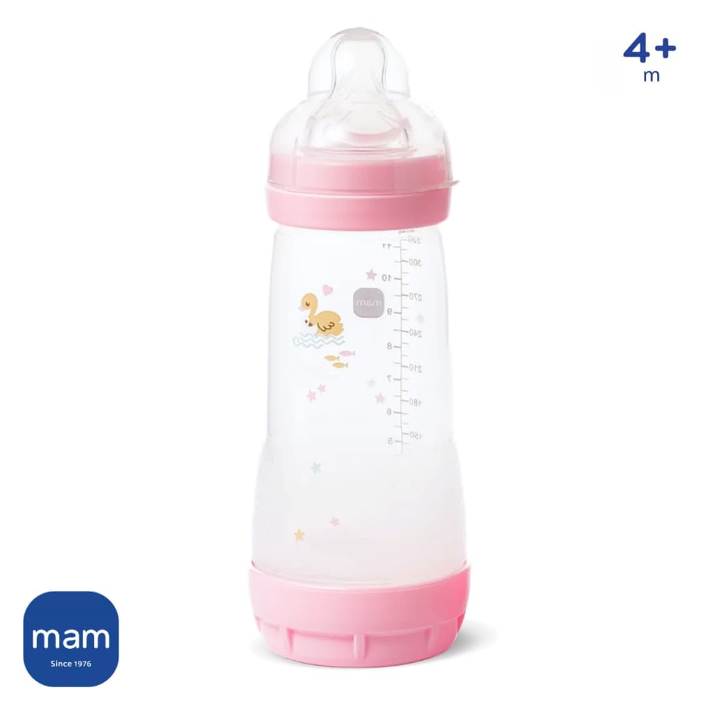 Mamadeira MAM Easy Start 320ml Bico N3 4+ meses Anticólica Bebê Menina