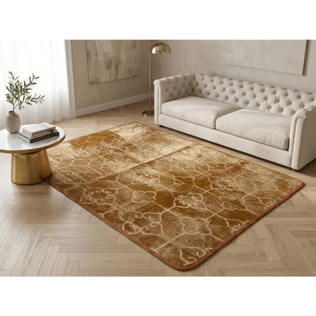 Tapete Sala Quarto Floral 1,45x1,95 Mt Antiderrapante Ins Flannel Grande Liso