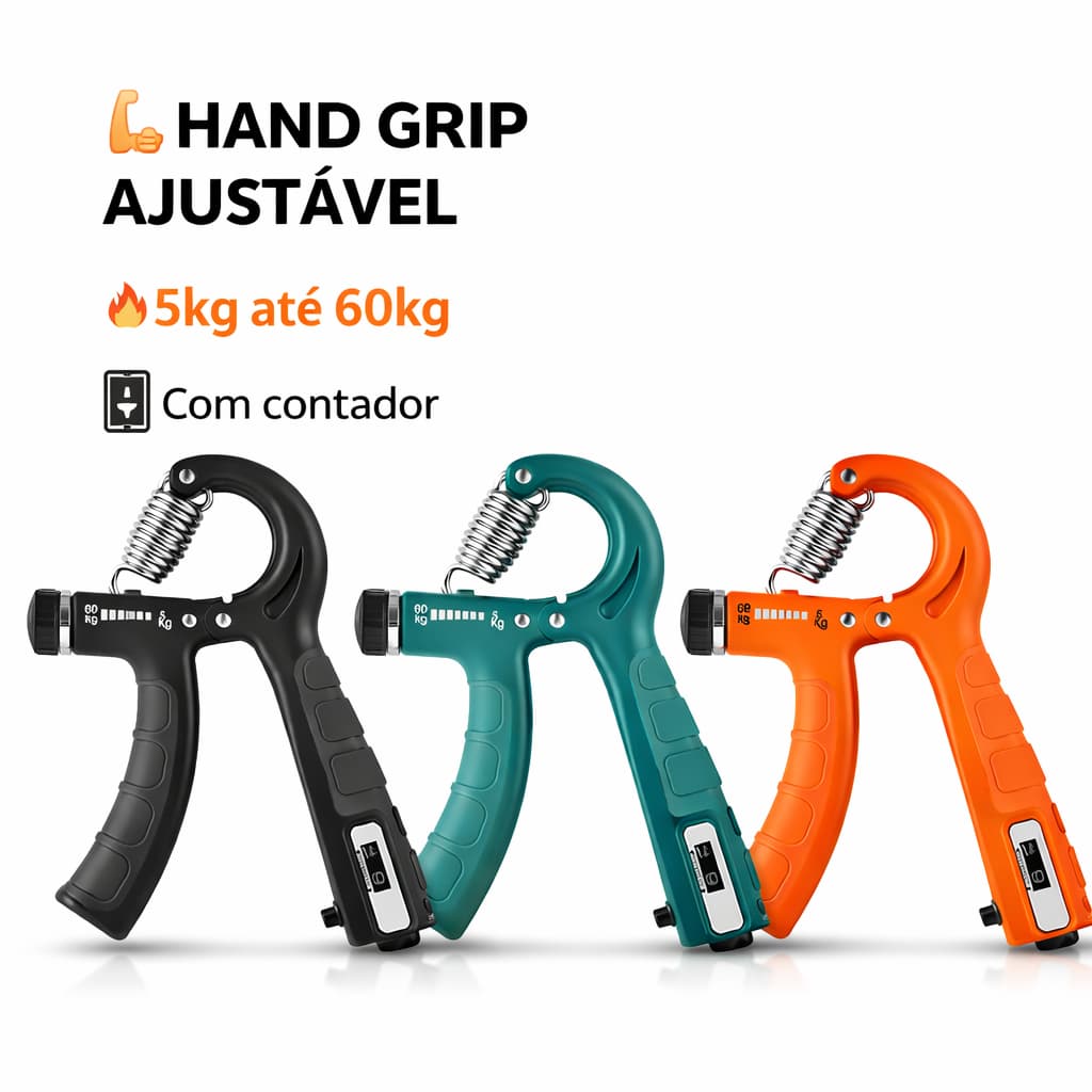 Kit 1 - 2 e 3 Hand Grip Ajustável 5-60KG Flexor Punho Com Mola Ajustável Treino Mãos Antebraço
