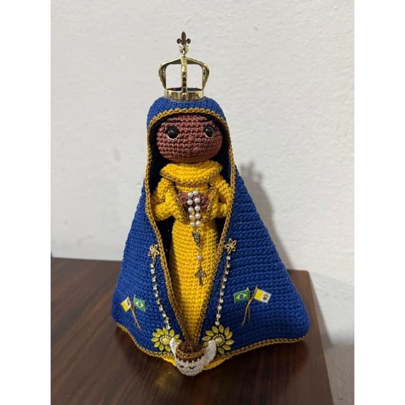 Nossa Senhora Aparecida Amigurumi 22cm Crochê Artesanal Kit Fé