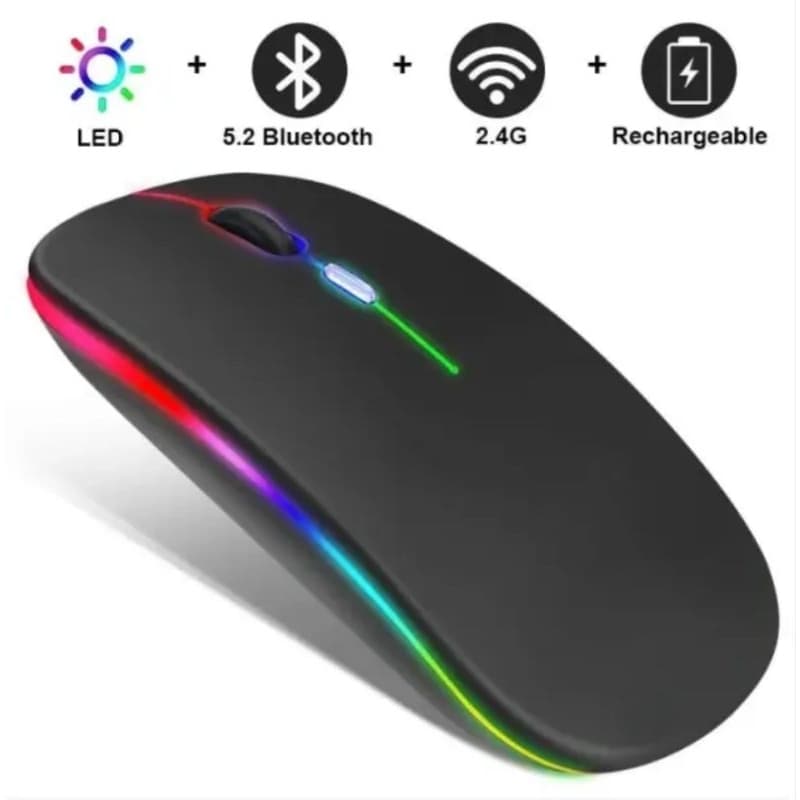 Mouse Sem Fio Recarregável Wireless Optico Led Rgb Ergonômico Sem Fio Para Pc Desktop Notebook Tablet Smartphone...
