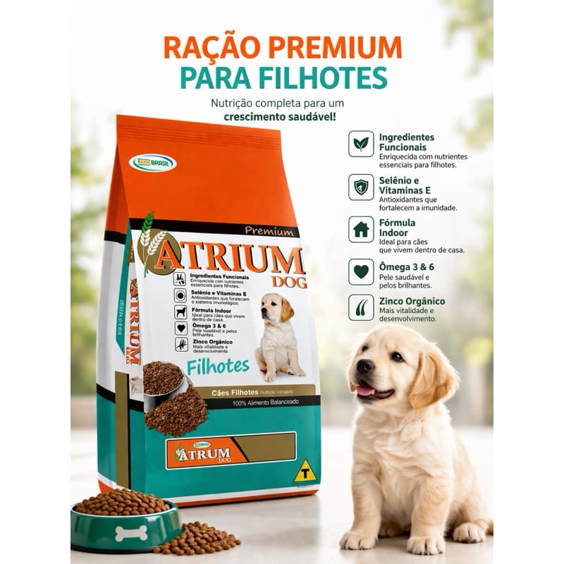 Ração para Cachorros 7kg Atrium Dog Filhotes Premium – Crescimento Saudável e Nutrição Completa