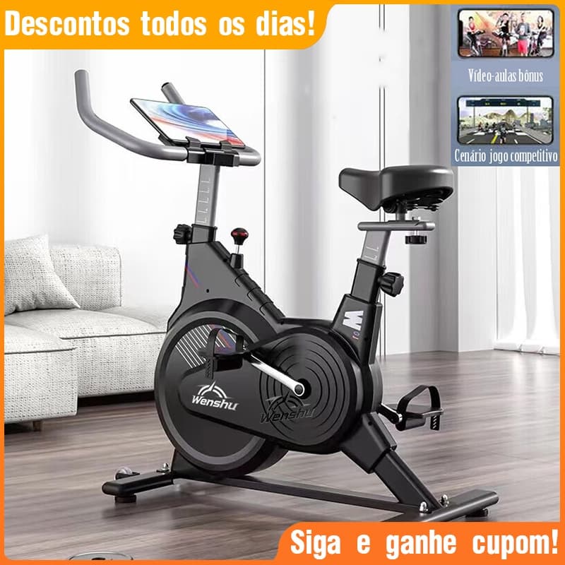 Bicicleta Fitness Ergométrica Silenciosa para Apartamento –Ajustável e Estável para Treino em Casa