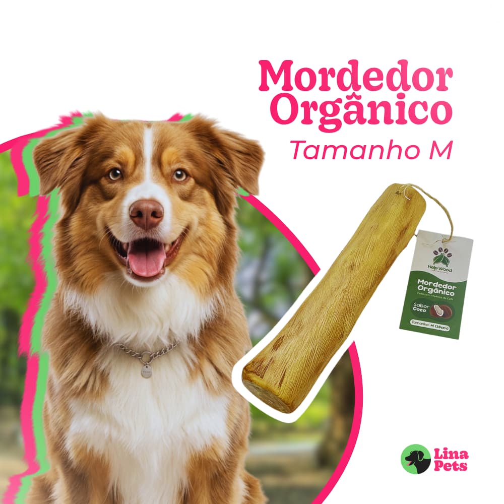 MORDEDOR PARA CACHORRO PRODUTO NATURAL RUSTICO MADEIRA DE CAFE SABOR CÔCO TAM.M  20X2A4CM BRINQUEDO PET