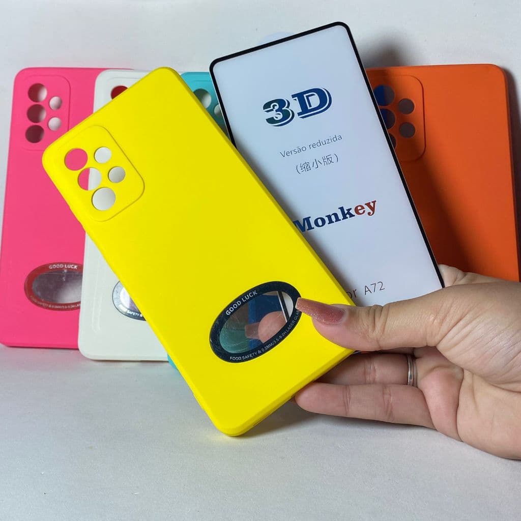 Capa A72 + Película 3D Kit Samsung Capinha Case Protetora Celular Silicone