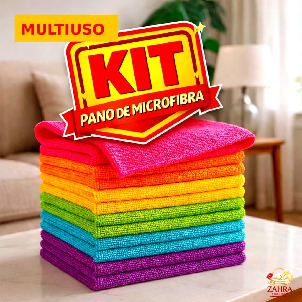 KIT 15 Panos De Microfibra 30x30 Flanela Limpeza Casa, Cozinha, Vidros, Carro - Ótima Opção - Não Solta Pelinho.