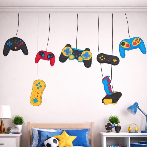 Adesivo de Parede Controles de Games Gamer Quarto Infantil Menino