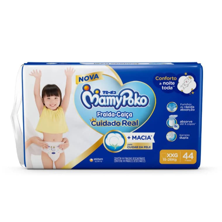 Fralda Calça Mamypoko Cuidado Real Tam. Xxg 44 Unidades Extra Extra Grande