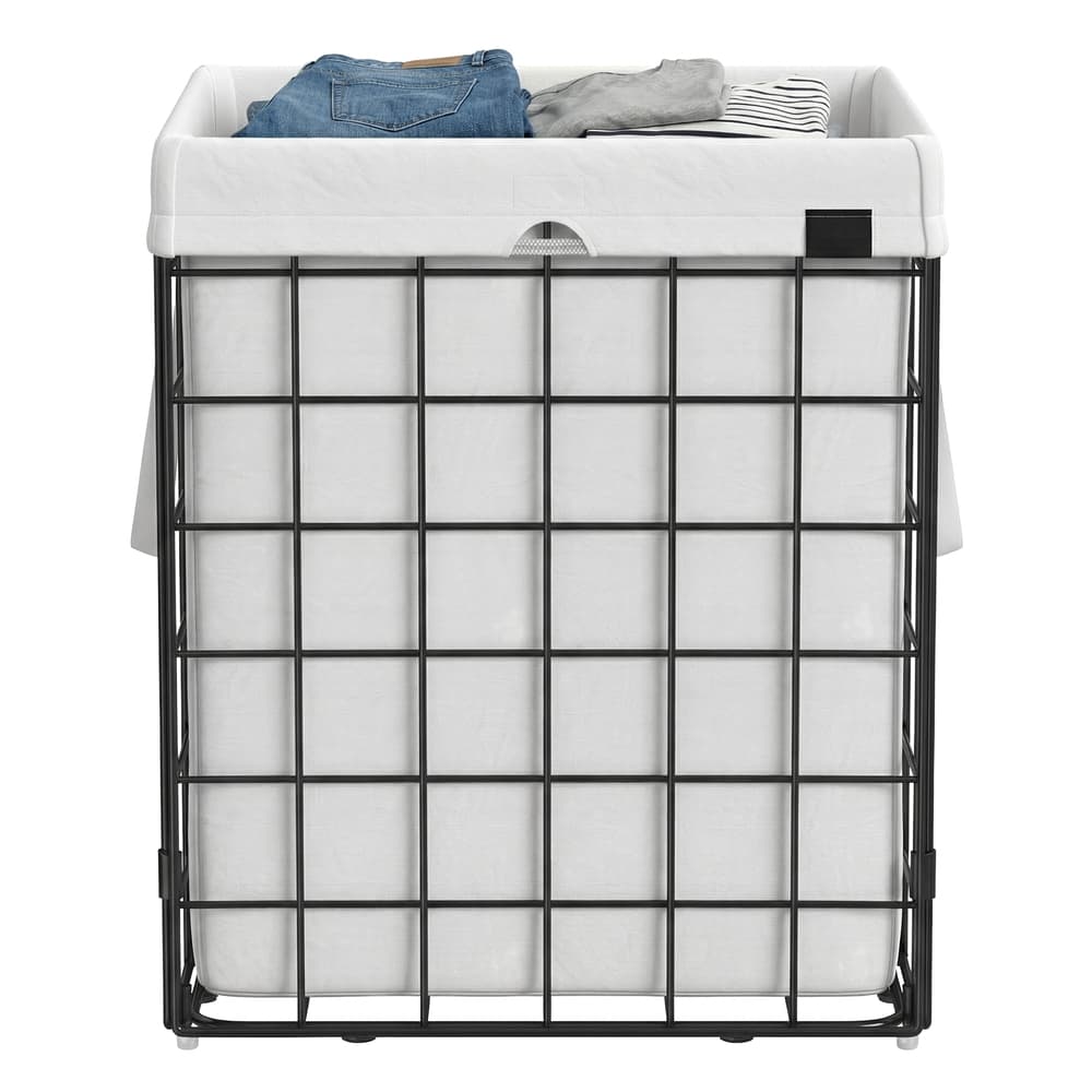 SONGMICS Cesto de Roupa Dobrável 90L, Organizador de Lavanderia com Forro Removível, para Banheiro e Quarto