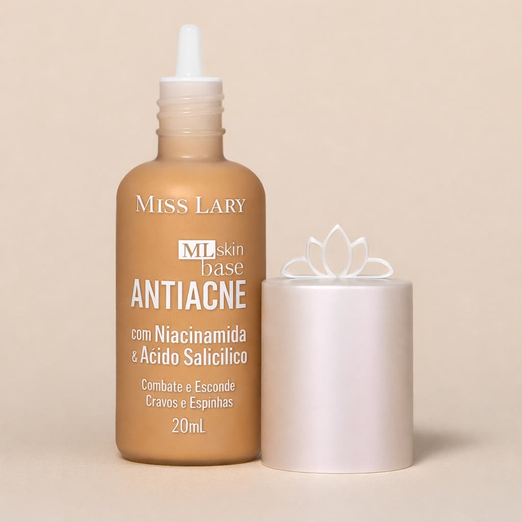 BASE LÍQUIDA MISS LARY ML.SKIN Antiacne Matte Controle Brilho 20ml