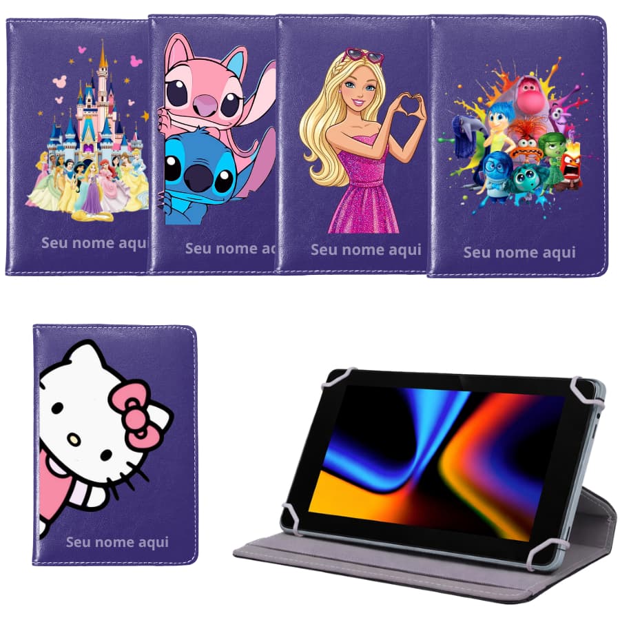 Capa de personagem + nome p/ tablet M7 WIFI nb409 / Tablet positivo vision tab 7 - tablet android 7 polegadas