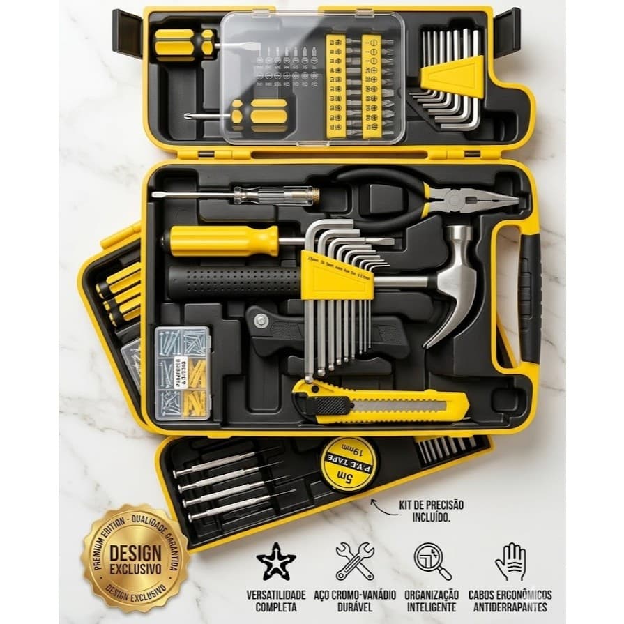 Kit Ferramentas Profissional Organizador Completo 200 Peças Maleta Resistente