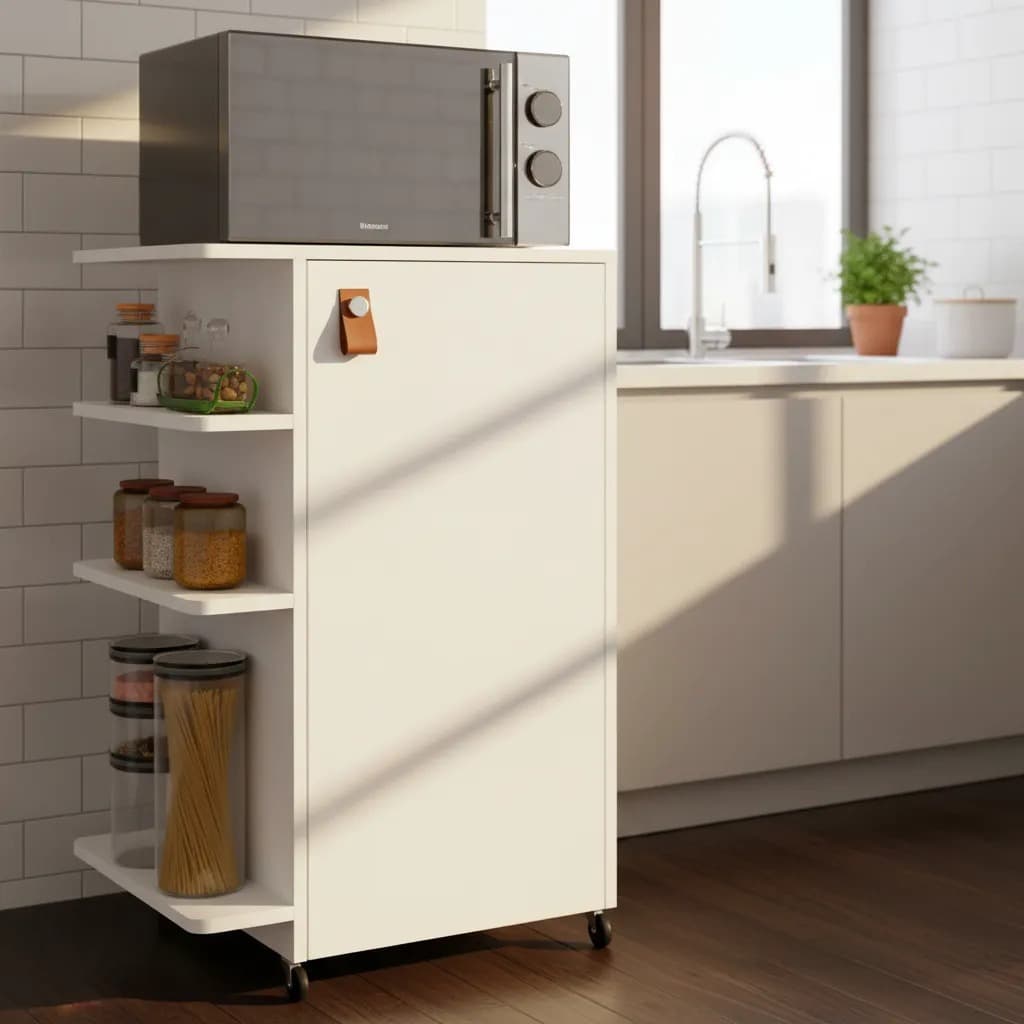 Armário Cozinha Multiuso Organizador 1 Porta 3 Prateleiras Branco