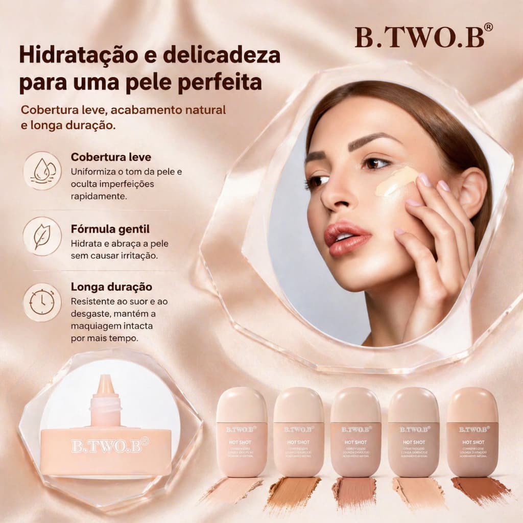 B.TWO.B Base Líquida Líquido Adesão Super Forte e Uso Duradouro Suave e Não Irritante 47g