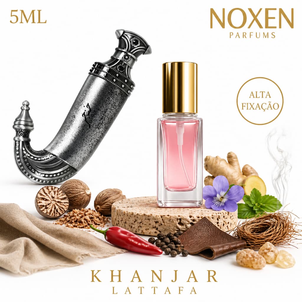 Perfume Masculino 5ml Premium Vidro Spray Khanjar Intenso Luxuoso Importado