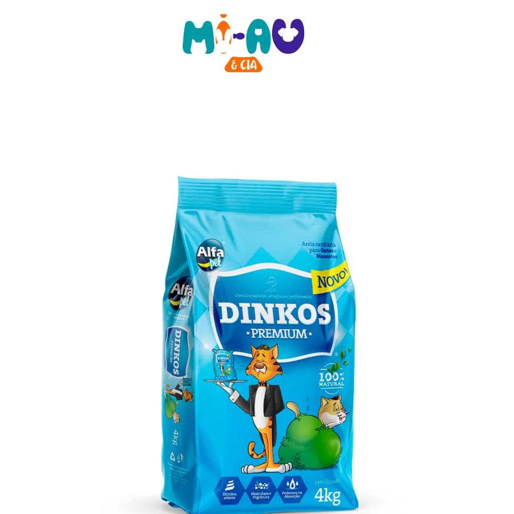 Areia Sanitária Higiênica Para Gatos Anti Odor Dinkos Com Perfume Pacote de 4kg