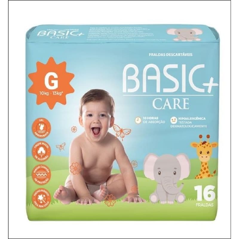 Fralda descartável G 16 Unidades Basic+care