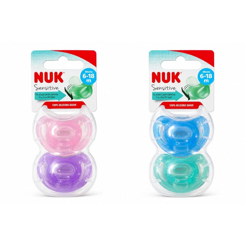 Kit 2 Chupeta NUK Sensitive Original 6 - 18 Meses Silicone Antialérgica com Estojo