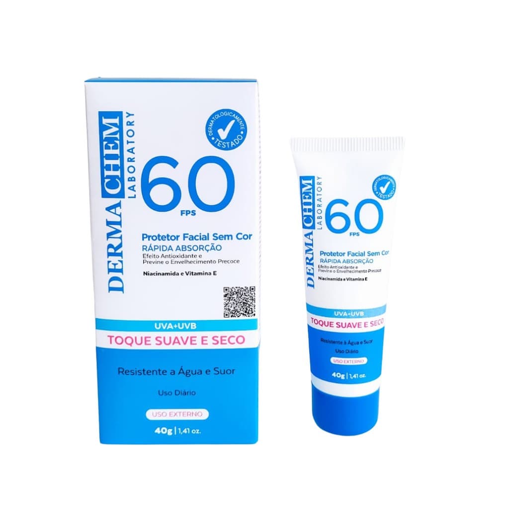 Protetor Solar FPS 60 Dermachem Toque Seco Oil Free Anti Oleosidade Niacinamida
