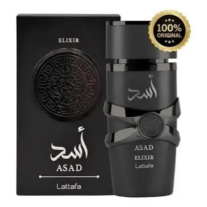 Asad Elixir, Lattafa original, perfume árabe masculino, perfume importado, perfume forte masculino, perfume longa duraça