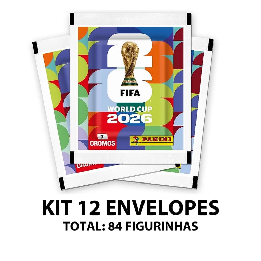 Kit 12 Envelopes de Figurinhas Panini Copa do Mundo 2026 Fifa World Cup