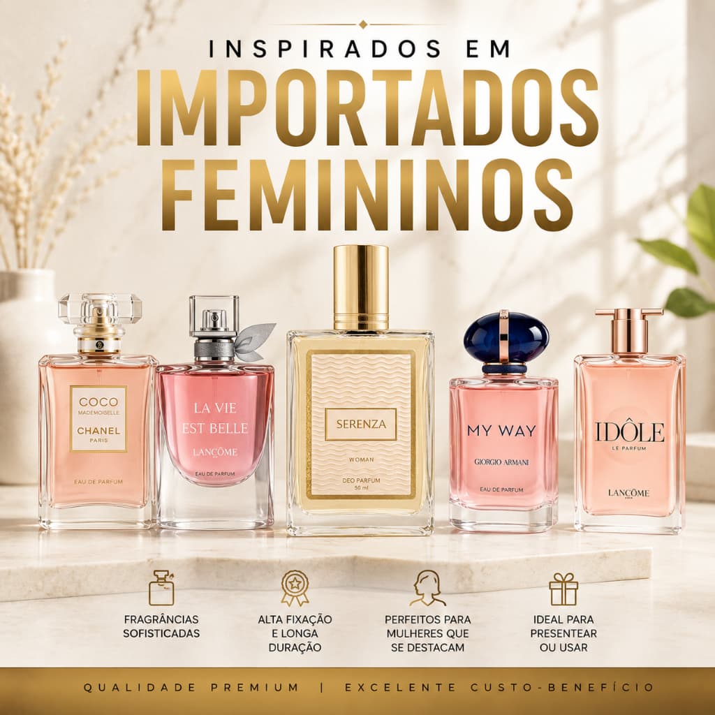 Perfumes Femininos Serenza Fragrâncias Importadas Inspirações Marcantes Alta Fixação e Longa Duração
