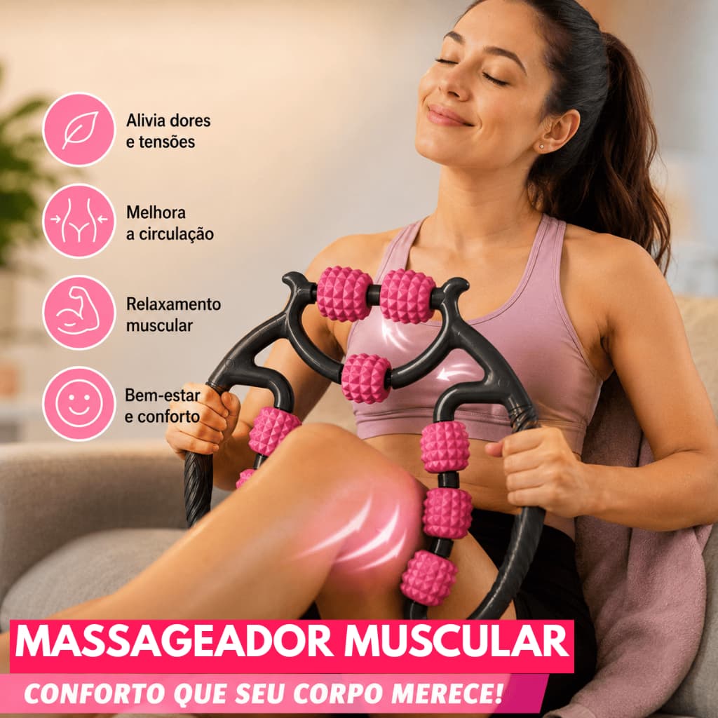 Rolo Massageador Emagrecimento Corporal - Alívio de Dor Muscular na Coxa Pernas Panturrilhas Pescoço