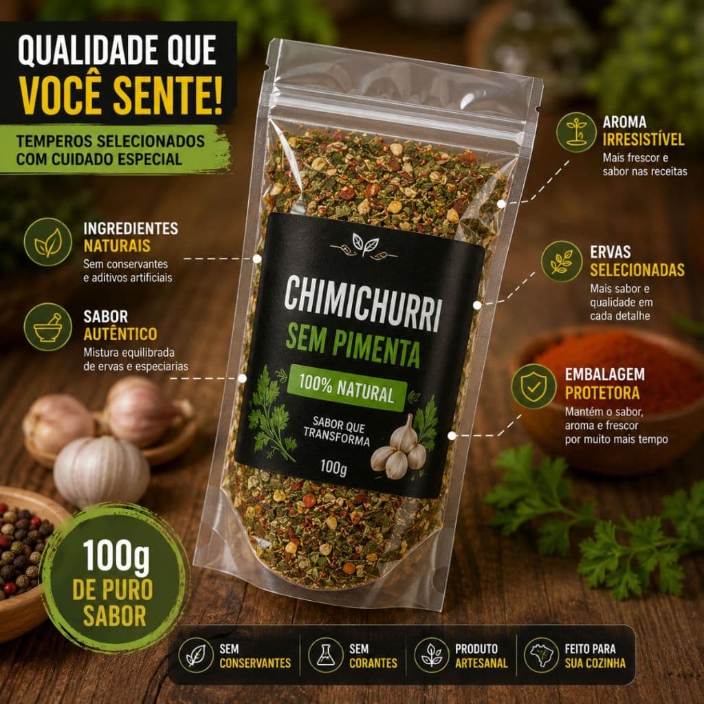 Tempero Chimichurri sem pimenta 100g - Temperos Naturais Especiarias e Condimentos