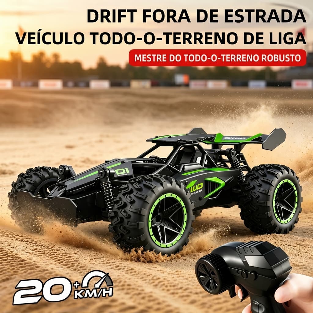 Carrinho Controle Remoto Recarregável Off-Road 1:16 Alta Velocidade 20km/h 2.4G Brinquedo Escalada Presente Menino