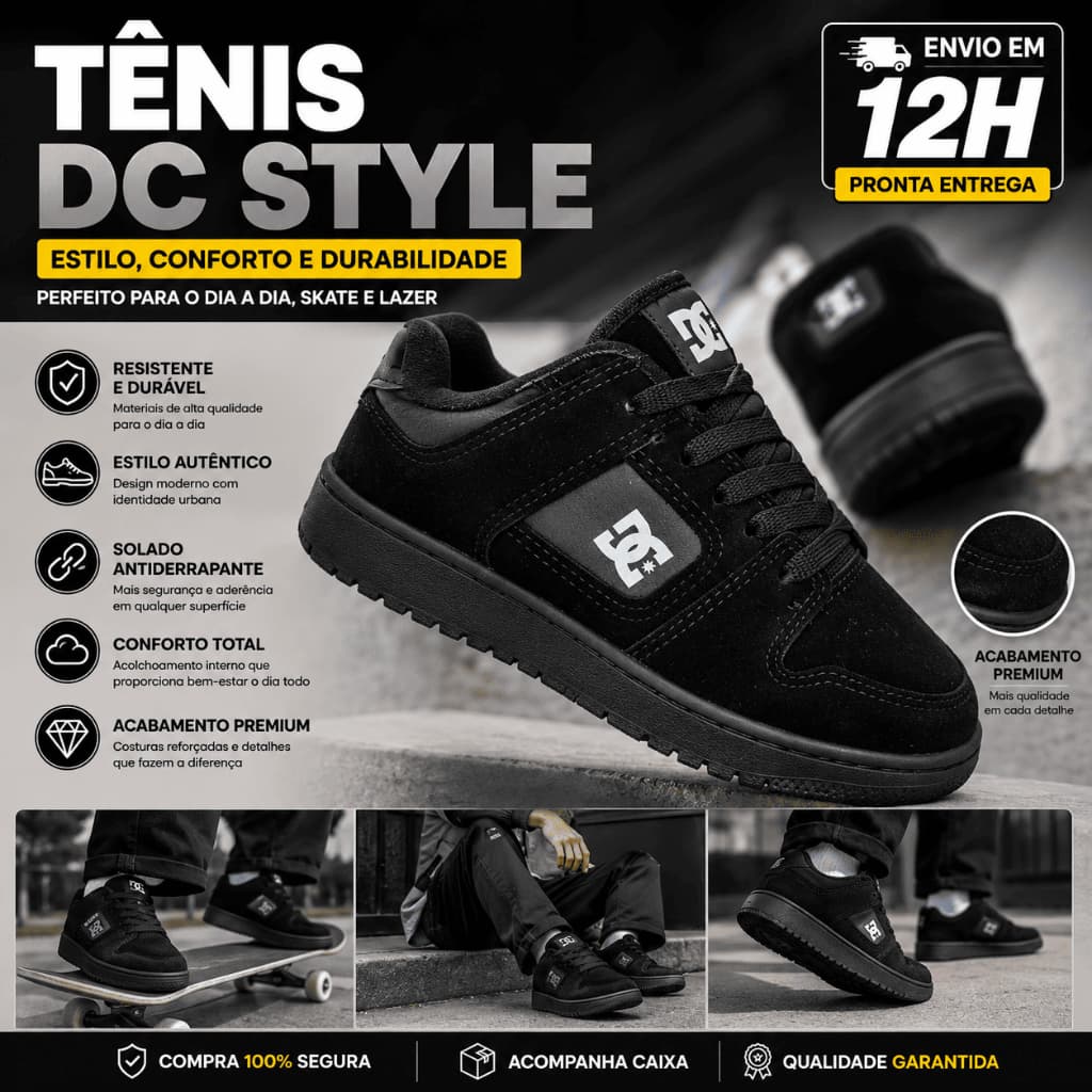 Tênis DC Shoes Manteca 1 Masculino Feminino Leve Confortável Sola Reta Academia Skate Famosinho