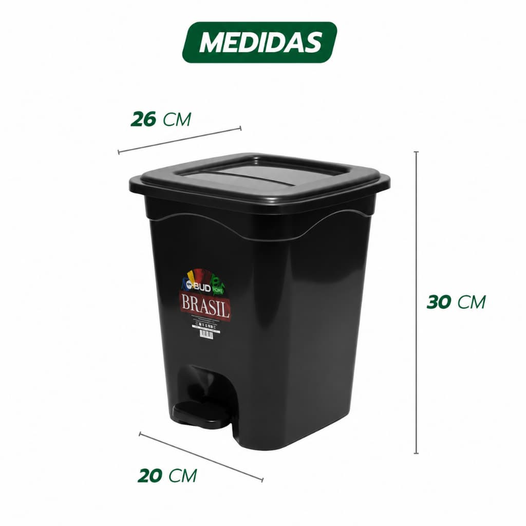 Kit Lixeira com Pedal Plástico 13L Cozinha Banheiro Escritório Cesto de Lixo Resistente