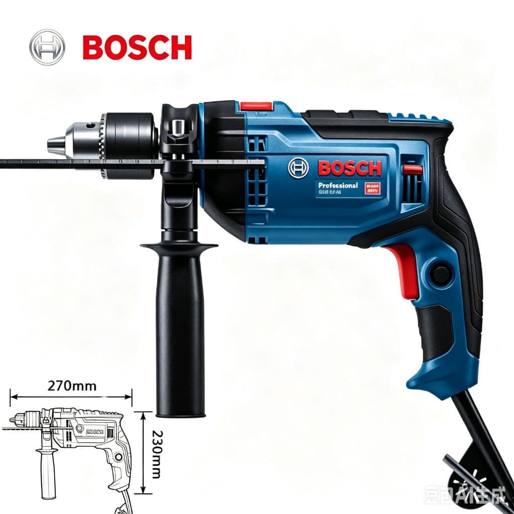 Furadeira de impacto e Parafusadeira 1200W, velocidade 0-3150 RPm, minutos, tensão 110V e 220V-BOSCH