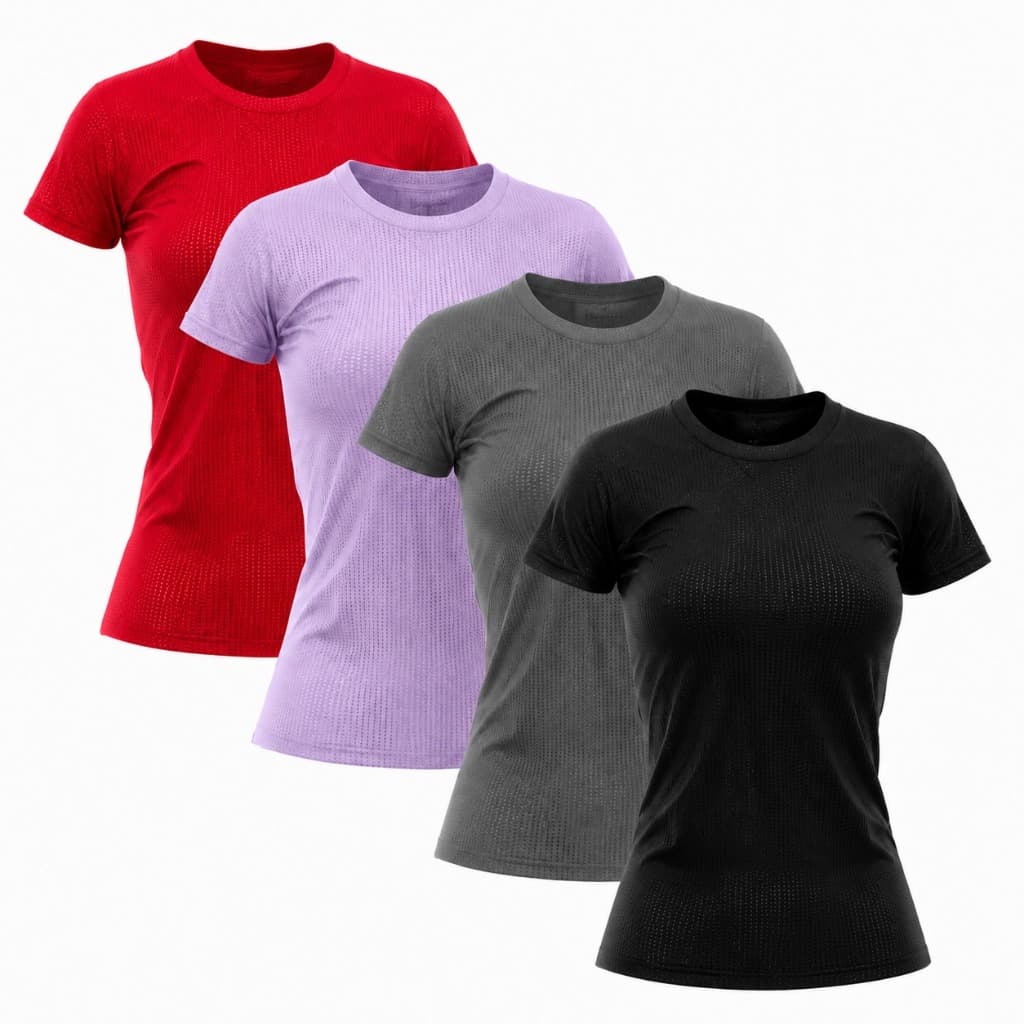 Kit 4 Camisetas Academia Dry Fit Feminina Treino Blusa Corrida Anti Odor Fitness Musculação