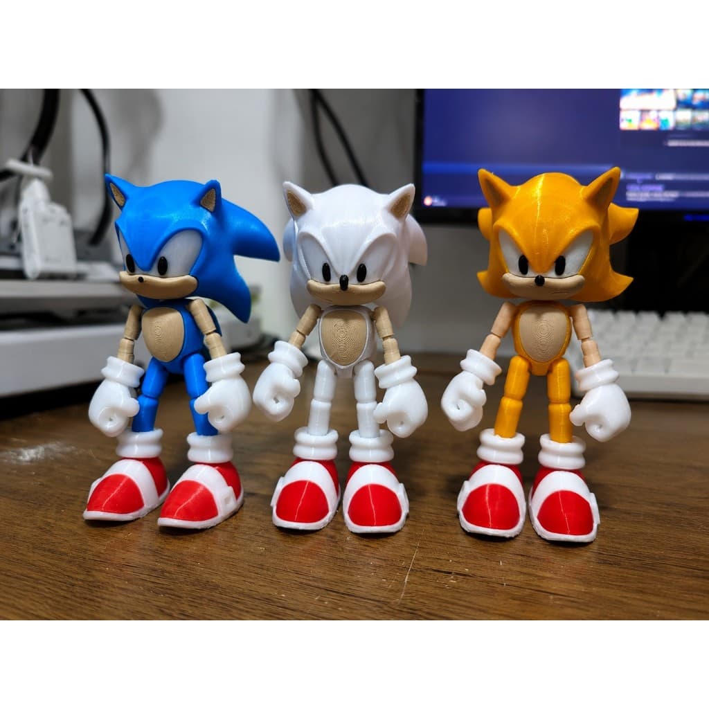 Boneco Colecionável Sonic articulado estilo dummy - Impressão 3D Premium