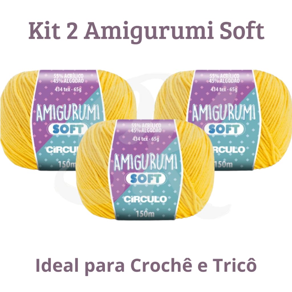 Kit 3 Fio Amigurumi Soft Circulo 150m 65g Linha para Croche e Trico