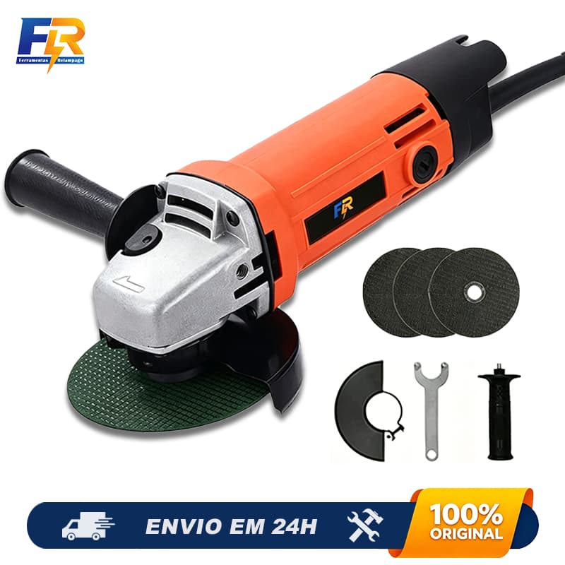Esmerilhadeira Lixadeira Angular 900W 115mm com Kit Discos Incluso Profissional
