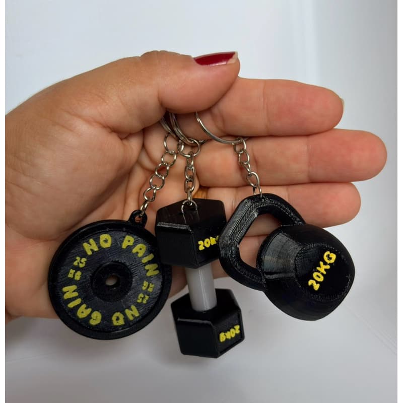 Kit Chaveiro Academia 3D Fitness Halter Anilha Kettlebell Musculação Presente Marombeiro Lembrancinha