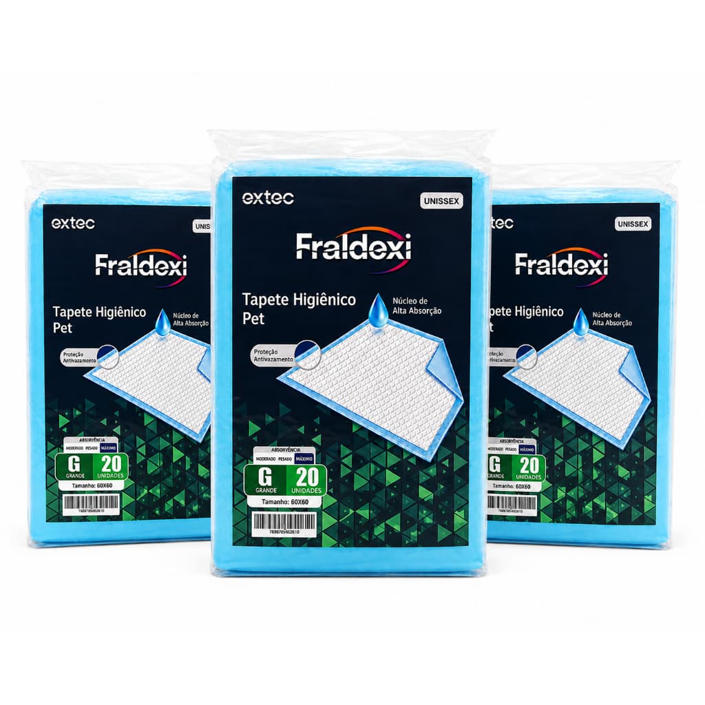 60un Tapete Higiênico Pet 60×60 cm Alta Absorção 3 Pacotes com 20 Unidades