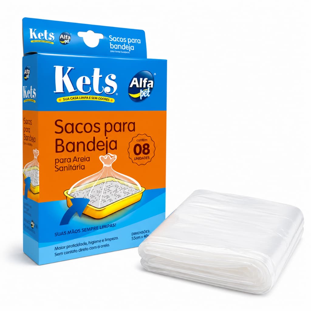 Sacos Para Bandeja Para Areia Sanitária Kets 8 Unidades Alfa Pet.
