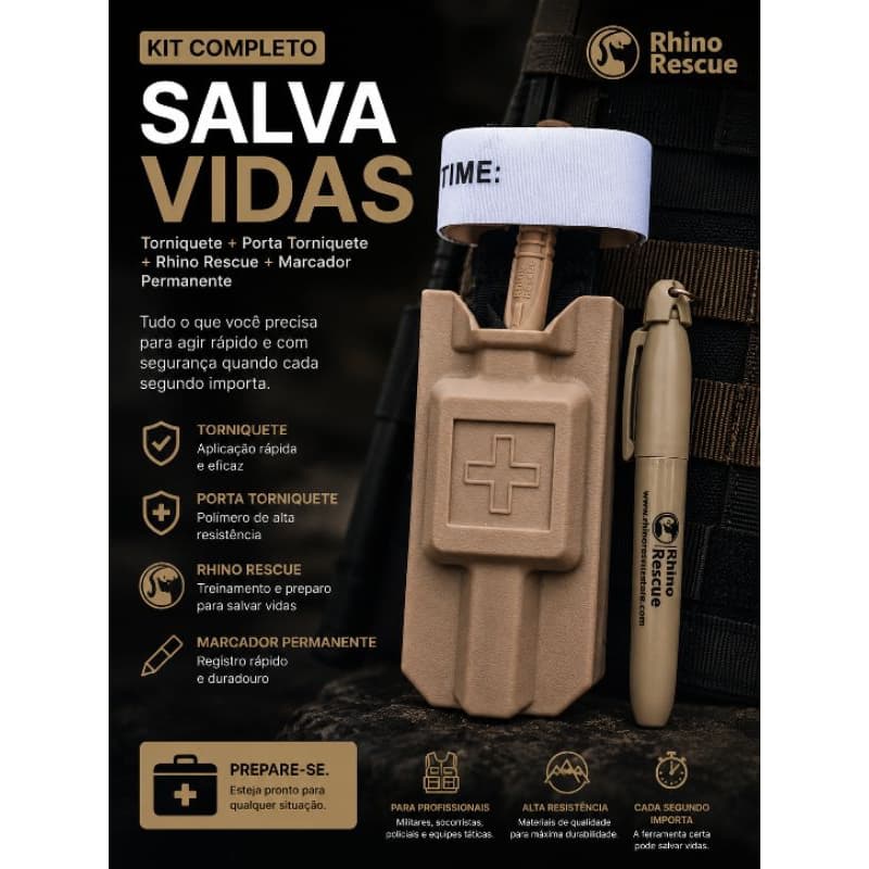KIT TORNIQUETE TÁTICO + PORTA TORNIQUETE EM POLIMERO + CANETA MARCADORA, O KIT ESSENCIAL PARA CONTROLE DE HEMORRAGIAS