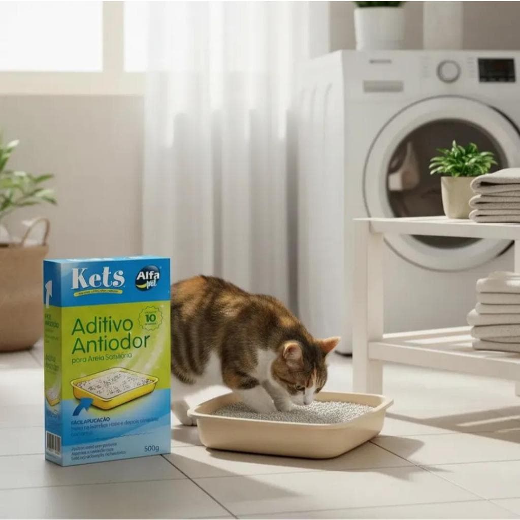 Aditivo Antiodor Para Areia Sanitária Gatos Kets Alfa Pet 500g Antibacteriano