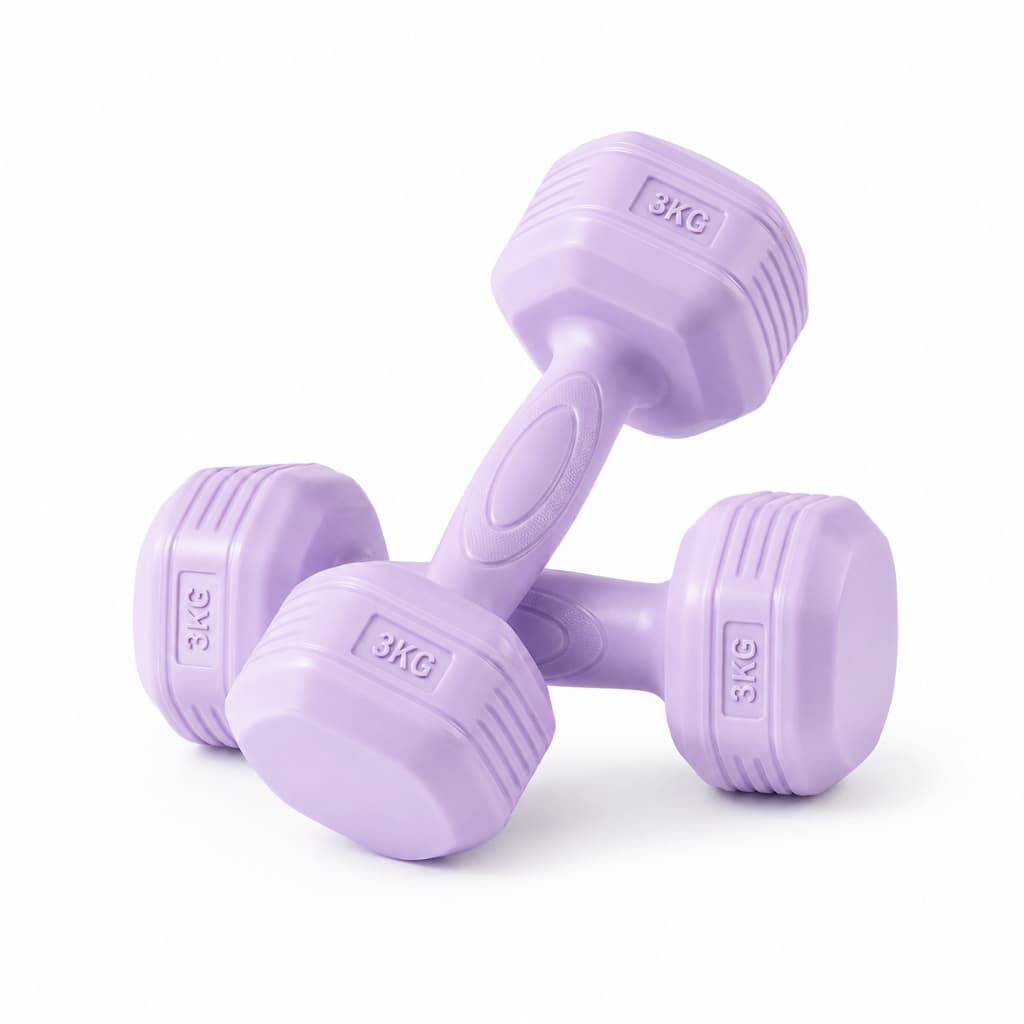 Par Halter Sextavado Emborrachado 3kg (2 unidades) - Peso de academia Treino em Casa Funcional Fisio