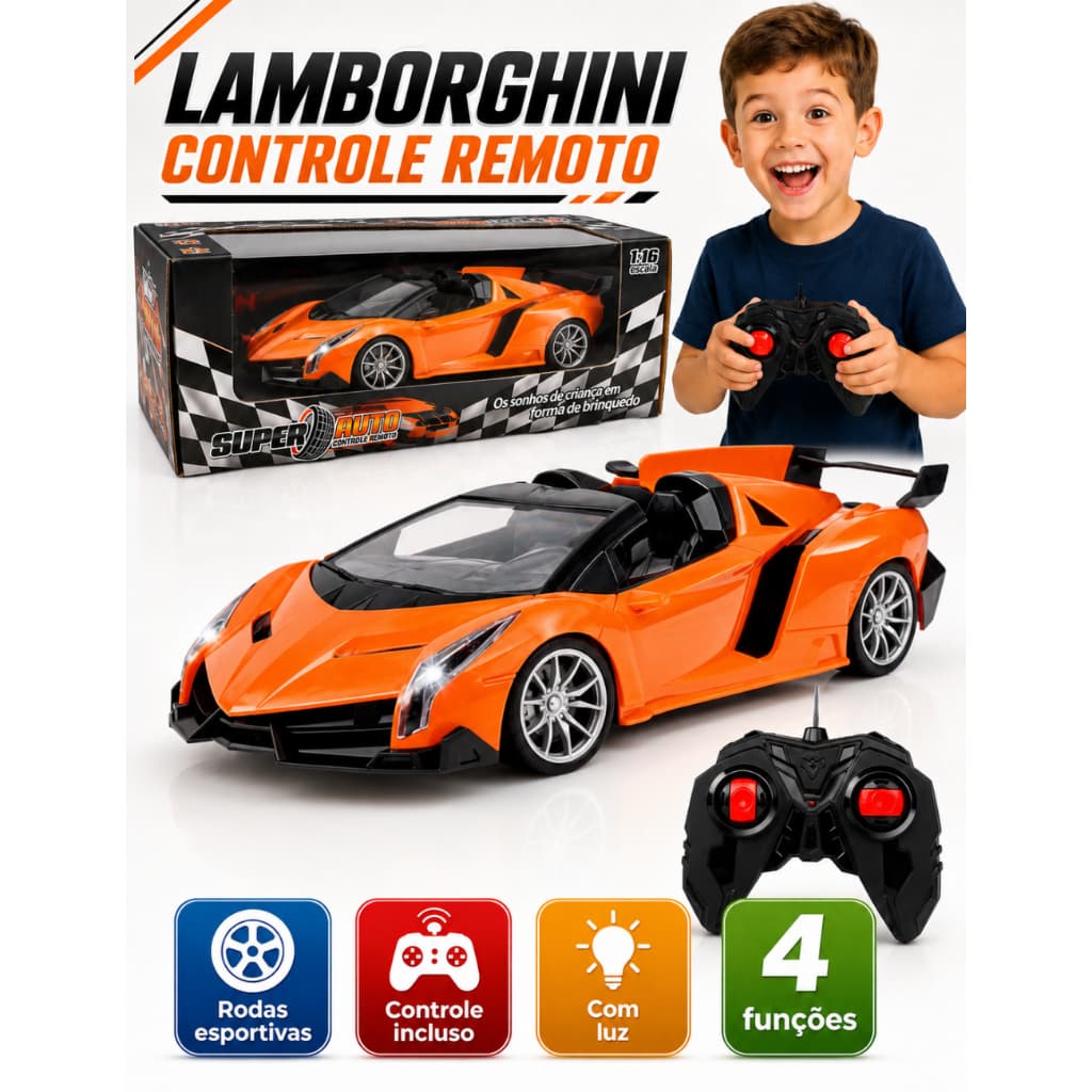 Carrinho Controle Remoto Corrida Lamborghini Ferrari Camaro Acende Farol Brinquedo Carro Presente