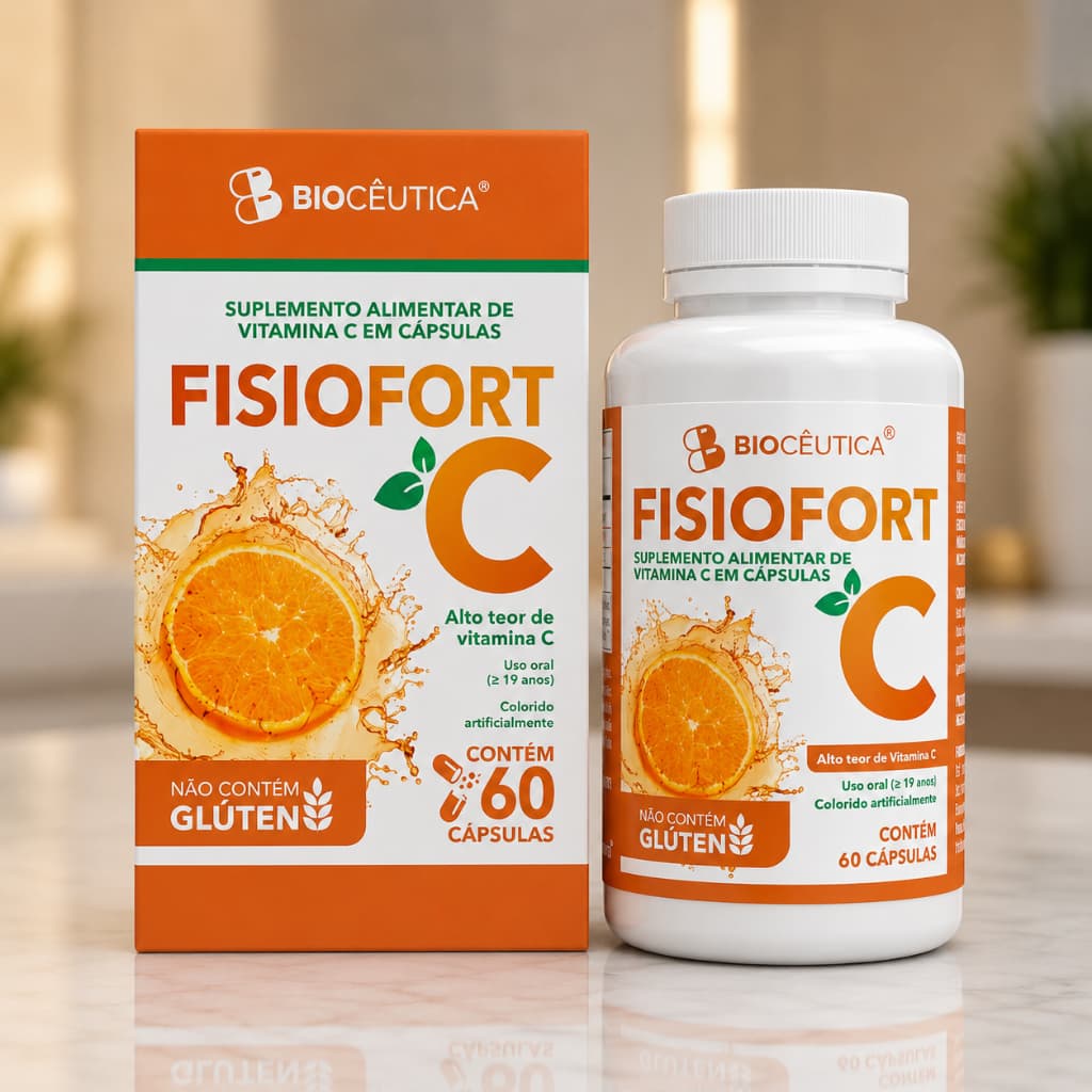 Fisiofort Vitamina C 60 Cápsulas BioCêutica | Alto Teor de Vitamina C | Sem Glúten | Suplemento Alimentar