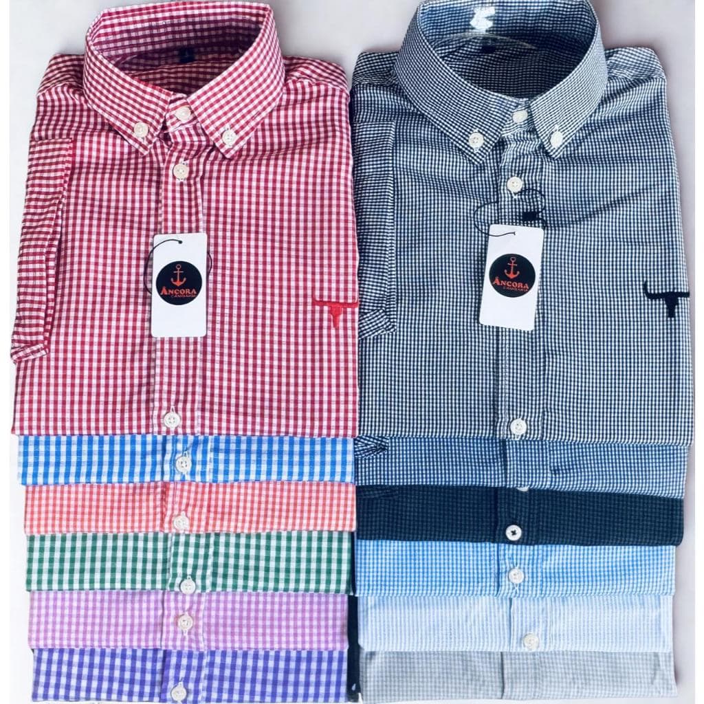 Camisa Masculina Algodão  Xadrez  Listrada Social  Manga curta  Slim Country  Cabeça do boi