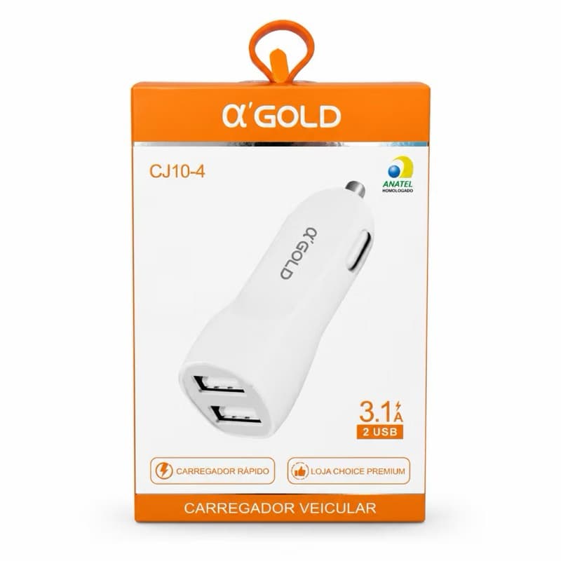Carregador Veicular Turbo 3.1A Premium com 2 Portas USB – Modelo CJ10-4