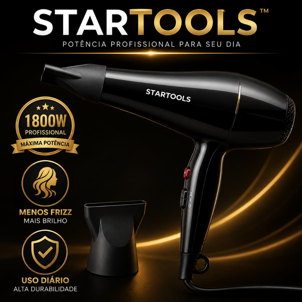 Secador Cabelo Profissional 1800w Potente Secagem Rapida Design Compacto Preto