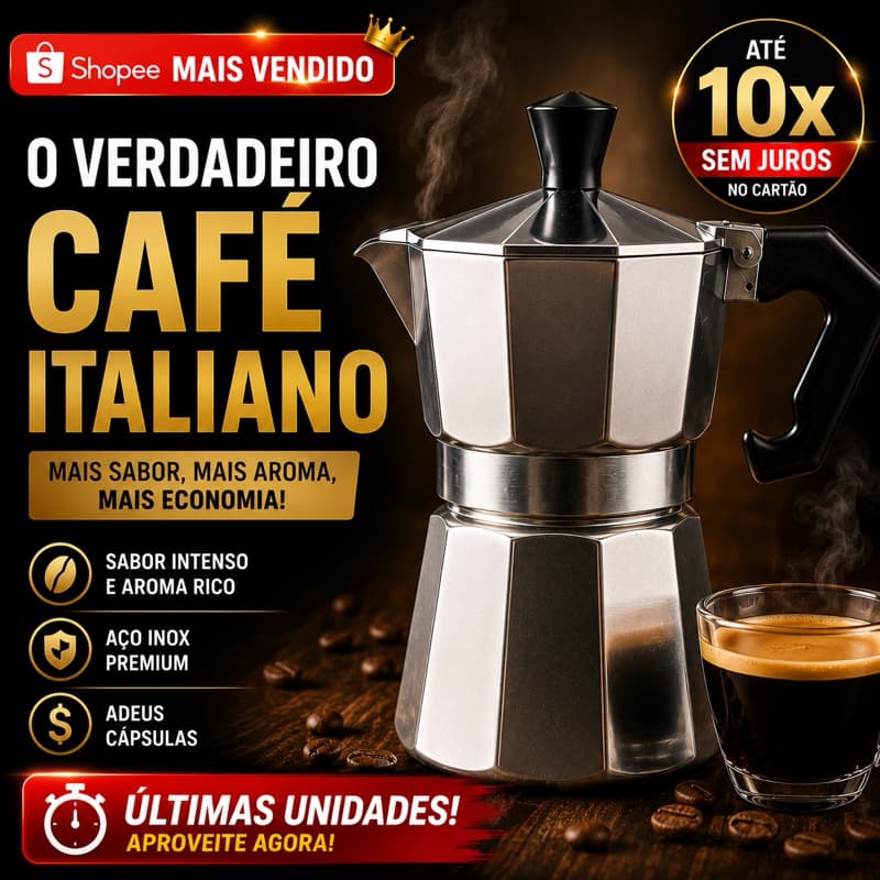 Cafeteira Italiana Inox 3 Xícaras Thika Café Expresso Moka Alta Extração Resistente