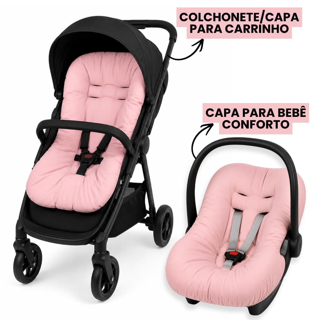Capa Colchonete de Carrinho Capa de Bebê Conforto Cadeirinha de Descanso 100% Algodão Acolchoado